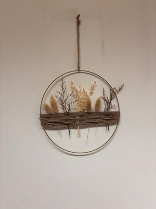 Decoración de Pared Aro con Flores Secas