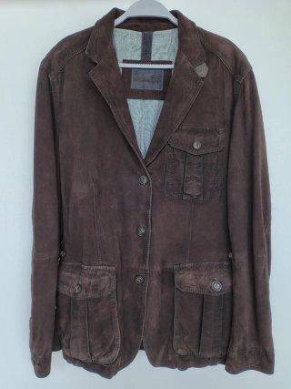 Chaqueta bolsillos de ante marrón chocolate tipo s
