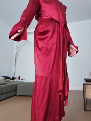 Vestido fiesta Zara granate talla S