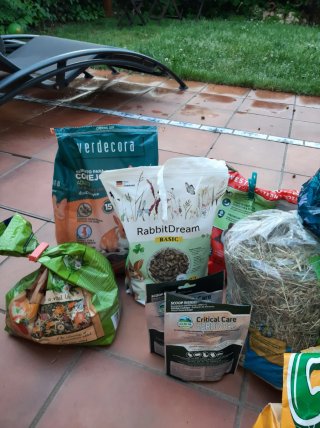 Lote conejo/cobaya: jaula, accesorios y comida
