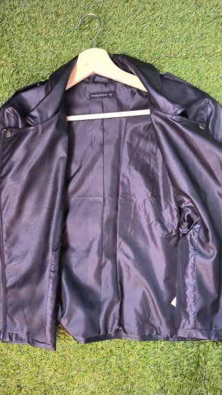 Chaqueta Biker Cuero Sintético Negra