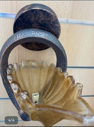 2 applique in rame forgia e cristallo ambra
