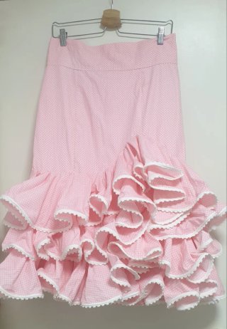 Conjunto Flamenco Mujer Blanco y Rosa