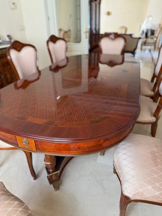 Mesa comedor madera marquetería 8 comensales