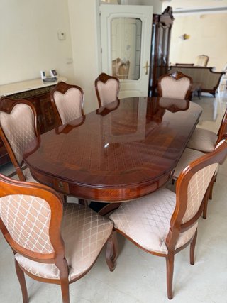 Mesa comedor madera marquetería 8 comensales