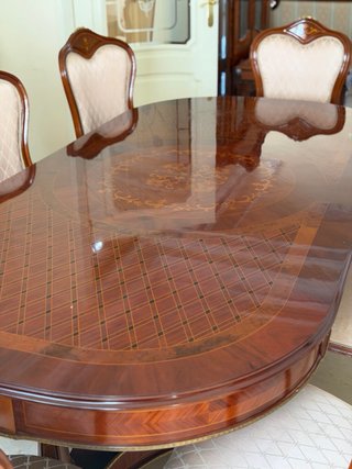 Mesa comedor madera marquetería 8 comensales