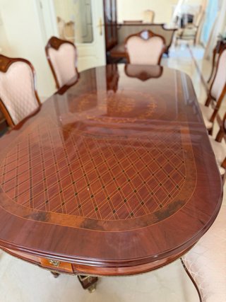 Mesa comedor madera marquetería 8 comensales