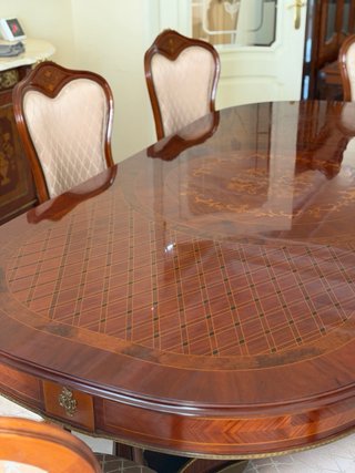 Mesa comedor madera marquetería 8 comensales