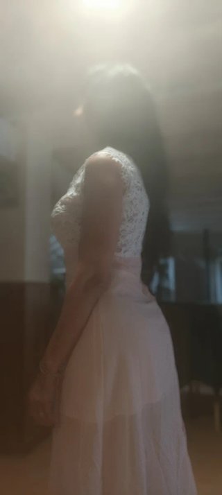 Vestido S/M blanco y rosa