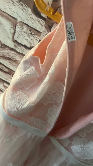 Vestido niña rosa con flores blancas