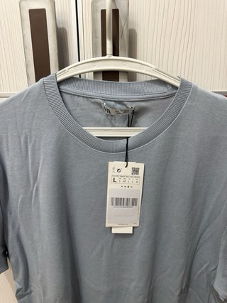 Camiseta Zara azul L punto fino