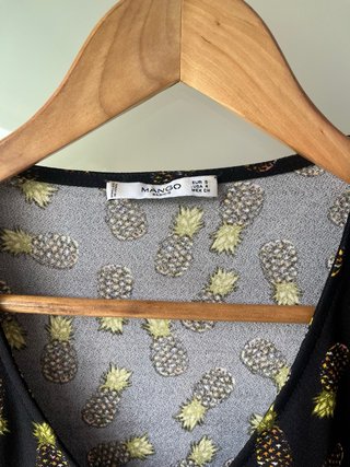Vestido estampado piñas manga 3/4