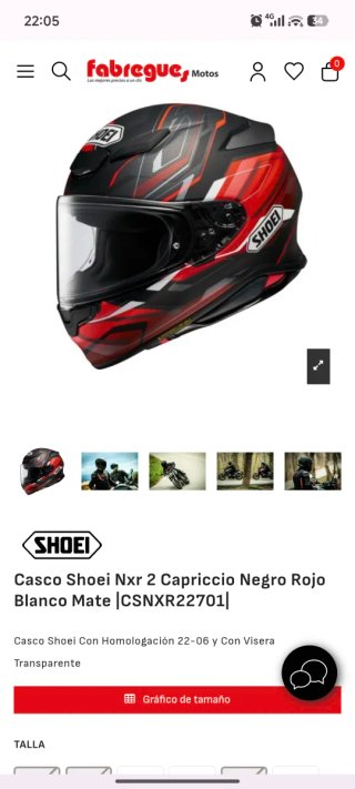 Casco Shoei Negro y Rojo Talla:XXL