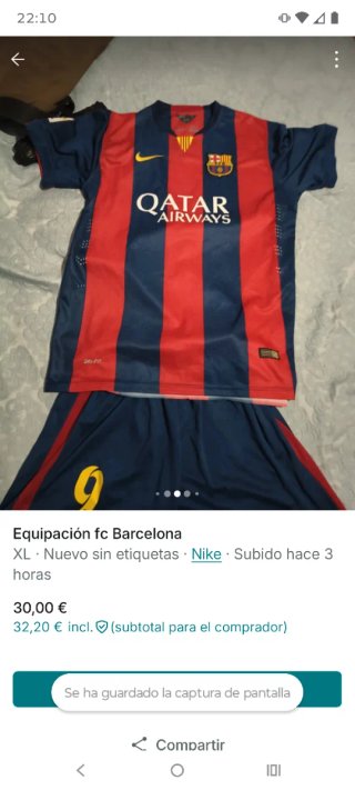 Equipación FC Barcelona Talla XL