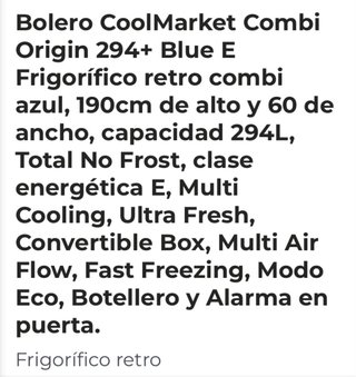 Frigorífico Cecotec Bolero Combi Origin 294+ Azul
