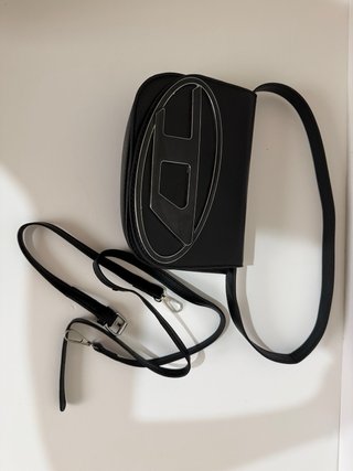 Borsa Diesel nera con grande logo