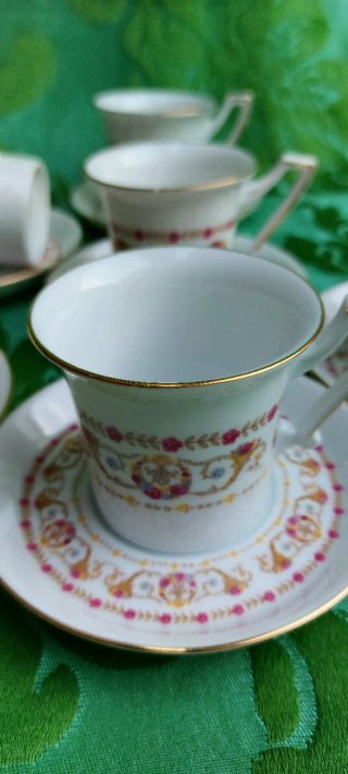 ⚜️ Set juego Tazas Café Porcelana Art Déco Bavaria