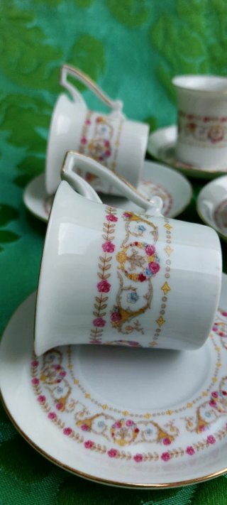 ⚜️ Set juego Tazas Café Porcelana Art Déco Bavaria
