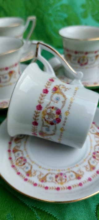 ⚜️ Set juego Tazas Café Porcelana Art Déco Bavaria