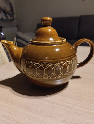 Teiera vintage anni '70 color cuoio.