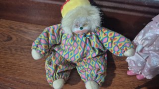 Set di 4 pupazzi giocolieri arlecchino vintage antichi