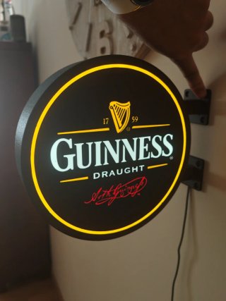 Cartel led Guinness Draught, doble cara + mando