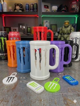 Kit Gamer Caneca Monster 3D - Branco Ultra