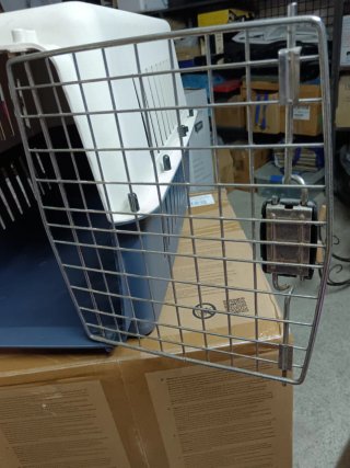 Transportín para mascotas azul y blanco