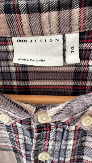 Camisa cuadros beige ASOS Talla 3XL