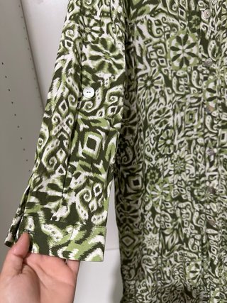 Vestido largo Zara estampado verde y blanco