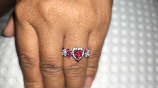Anillo Corazón Rosa Plata