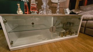 Aparador Mueble TV Blanco y Transparente
