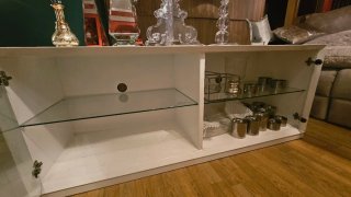 Aparador Mueble TV Blanco y Transparente