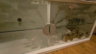 Aparador Mueble TV Blanco y Transparente