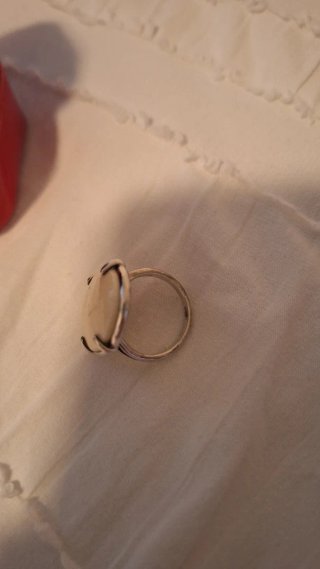 Anillo Plata Piedra Blanca Ovalada