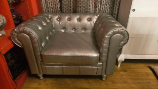 Sillón Chester 1 Plaza Piel Sintética Plata