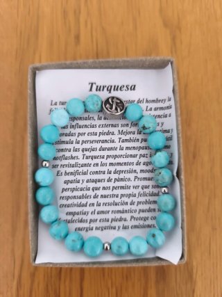 Pulsera elástica turquesa con ancla