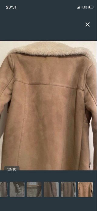 Abrigo piel vuelta beige y marrón