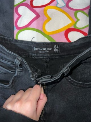Pantalones Stradivarius negros flare cremallera 34