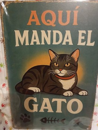 Cartel Metal Aquí Manda el Gato