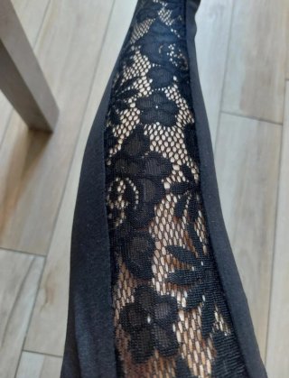 Leggings neri pizzo banda laterale Taglia M