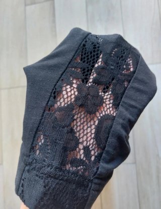 Leggings neri pizzo banda laterale Taglia M