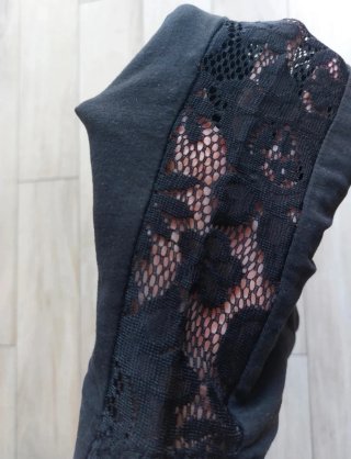 Leggings neri pizzo banda laterale Taglia M
