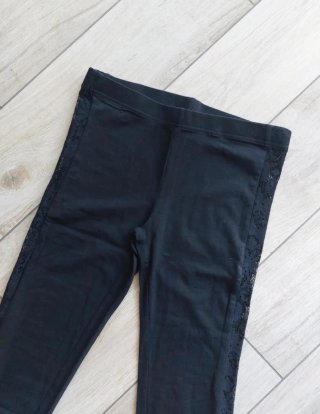 Leggings neri pizzo banda laterale Taglia M