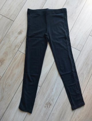 Leggings neri pizzo banda laterale Taglia M