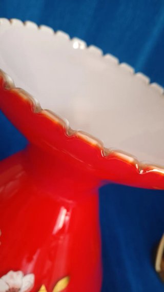 Lámpara vintage roja cristal opalina años 70–Retro