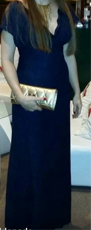 Vestido azul de encaje de fiesta