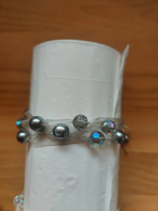 2 Pulseras organza perlas y cristal Vintage