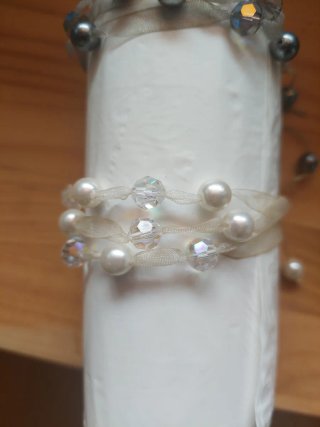 2 Pulseras organza perlas y cristal Vintage