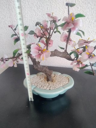 Decoración Bonsái Flores Cristal y Cerámica